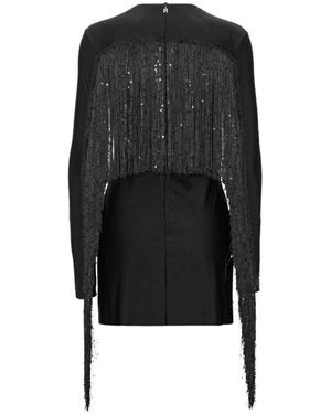 ROTATE BIRGER CHRISTENSEN Schimmerndes Pailletten Fransen Mini Kleid - Schwarz