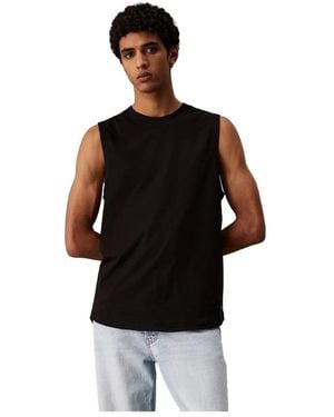 Calvin Klein Schwarzes Ärmelloses T-Shirt Mit Rundhalsausschnitt