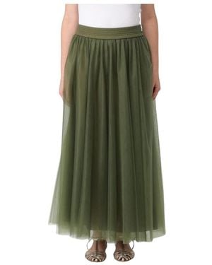 Fabiana Filippi Tulle Midi Rok Elastische Tailleband - Groen