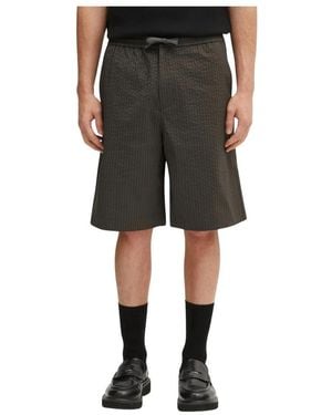 Maison Kitsuné Elasticated Seersucker Bermuda Shorts - Grijs