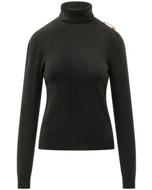 Alberta Ferretti Rollkragenpullover Mit Brosche - Schwarz