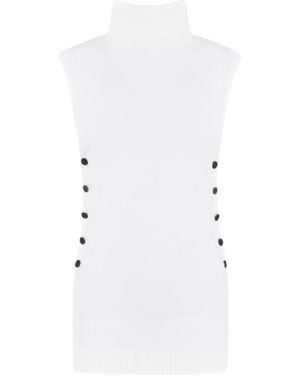 Giorgio Armani Truien & Vesten ,Wit ,Top Met Opstaande Kraag