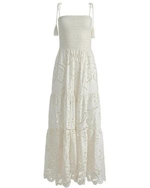 Alice + Olivia Eyelet Ruffle Maxi Jurk - Wit
