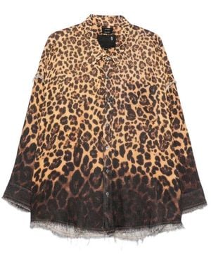 R13 Overhemden ,Bruin ,Katoen Shredded Seam Drop Neck Shirt