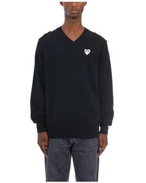 COMME DES GARÇONS PLAY V-Neck Knitwear - Black