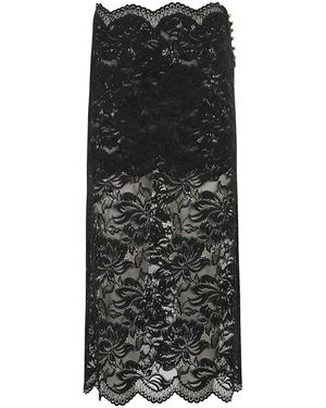 Rabanne Rokken ,Zwart ,Scalloped Edge Kant Midi Rok