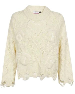 Gcds Round-Neck Knitwear - Natural