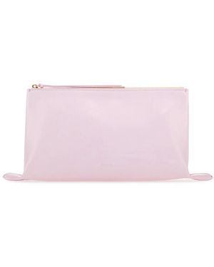 Jil Sander Tassen ,Roze ,Leer Logo Embossed Zipped Clutch Bag