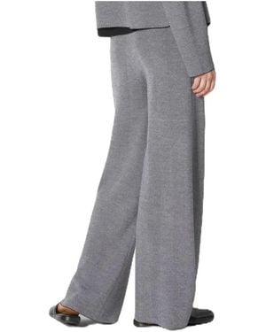 SMINFINITY Herringbone Plissierte Palazzo Hose - Grau