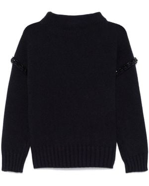 Max Mara Truien & Vesten ,Zwart ,Wol Virgin Wool Chunky Turtleneck - Blauw