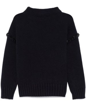 Max Mara Wollpullover Mit Rollkragen Aus Grobem Strick - Blau
