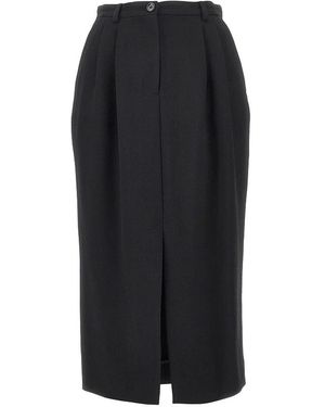 Dolce & Gabbana Rokken ,Zwart ,Wol Rechte Midi-Rok Van Scheerwol