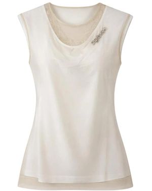 Simone Rocha Overhemden ,Katoen Gelaagde Vloeibare T-Shirt Met Kapmouwtjes En Kant - Wit