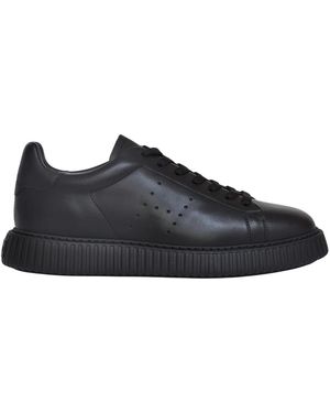 Hogan Schoenen ,Blauw ,Leer H-Stripes Sneakers - Zwart