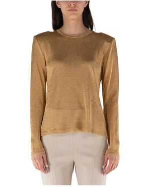 Tom Ford Langarm Rundhals T-Shirt - Natur