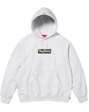 Supreme Hoodies & Sweatvesten ,Grijs ,Katoen Box Logo Hooded Sweatshirt - Wit
