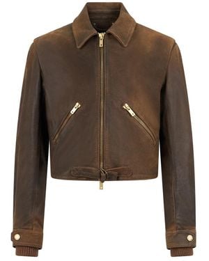 Golden Goose Leather Jackets - Brown