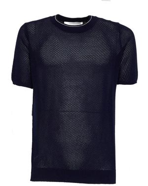 Amaranto Rondgebreide Trui - Blauw