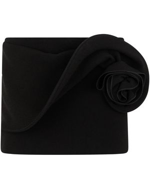 Magda Butrym Rokken ,Zwart ,Polyester Minirok Met Lage Taille En Bloemapplicatie