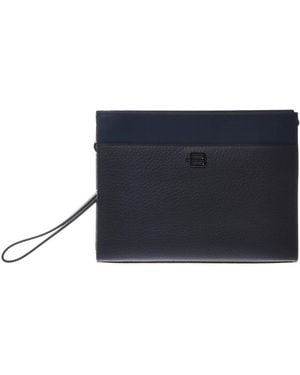 Baldinini Tassen ,Blauw ,Leer Tumbled Leather Clutch Bag