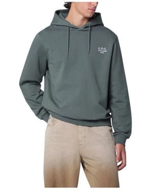 A.P.C. Hoodies & Sweatvesten ,Groen ,Katoen Standard Rue Madame Hoodie - Grijs