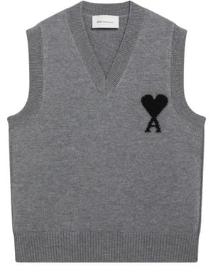 Ami Paris Quota Ärmelloser Pullover - Grau