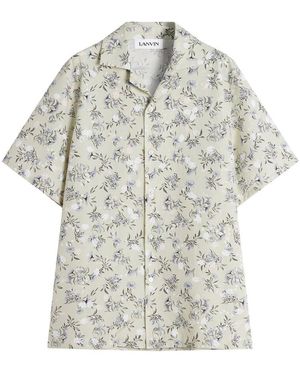 Lanvin Blumenmuster Knopfleiste Kurzarmhemd - Grau