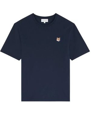 Maison Kitsuné Fox Head Patch T-Shirt - Blauw