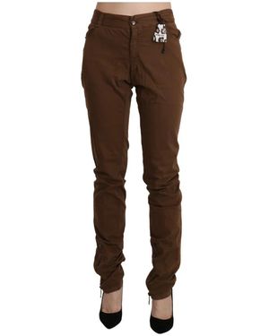Ermanno Scervino Pantaloni skinny marroni a vita alta in cotone - Marrone