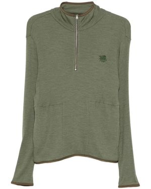 RANRA Fissure Zip Up Rib L/S Tee - Grün