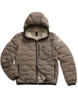 Blauer Piumino Wave Con Cappuccio - Grün