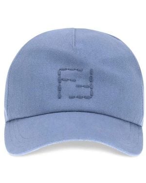 Fendi Bestickte Baseballkappe Mit Klettverschluss - Blau