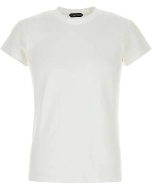 Tom Ford Koud Geverfd Katoenen T-Shirt Met Ronde Hals - Wit