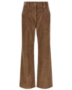 Brunello Cucinelli Broeken ,Bruin ,Katoen Corduroy Straight Broeken