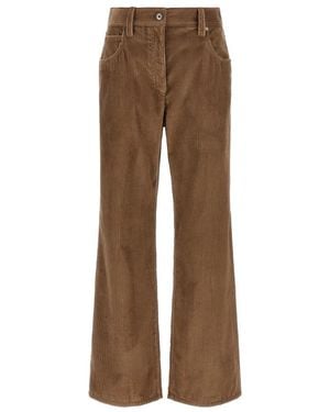 Brunello Cucinelli Broeken ,Bruin ,Katoen Corduroy Straight Broeken