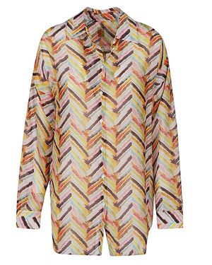 Feel me fab Overhemden ,Veelkleurig ,Noto Bedrukt Multi Colour Shirt - Naturel