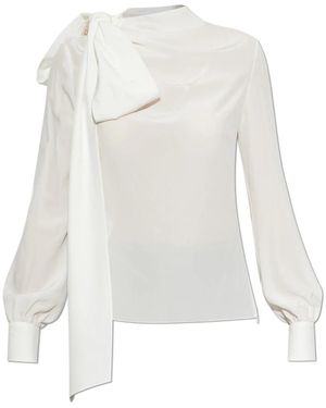 McQueen Overhemden ,Wit ,Zijden Blouse Met Strik