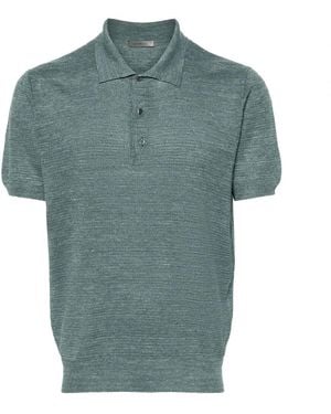 Corneliani Grünes polo shirt aus leinen und seide,casual polo shirt in grau leinen/seide