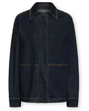 Elena Miro Jassen ,Blauw ,Denim Onge Structureerde Denim Jas