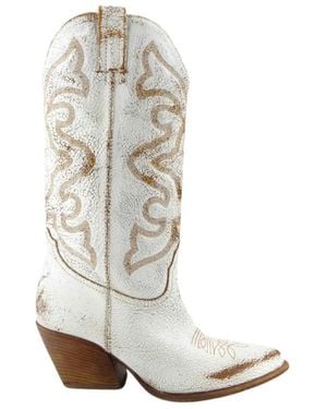 Elena Iachi Cowboy & Biker Boots - White
