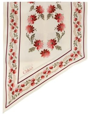 Chloé Seidenschal Mit Blumenmotiv - Pink