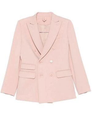 Max Mara Jassen ,Roze ,Leer Dubbelrijige Jas