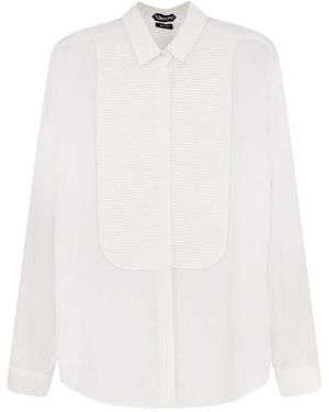 Tom Ford Overhemden ,Wit ,Pleated Plastron Shirt