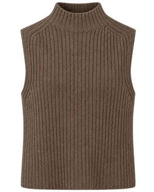 Gran Sasso Mock Neck Top - Bruin