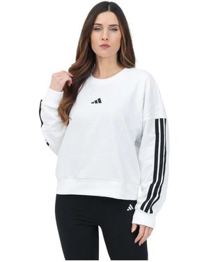 adidas Fitness ,Wit ,Katoen 3-Stripes French Terry Crew Neck Sweatshirt