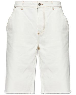 Ami Paris Korte Broeken ,Wit ,Denim Vintage-Effect Denim Shorts