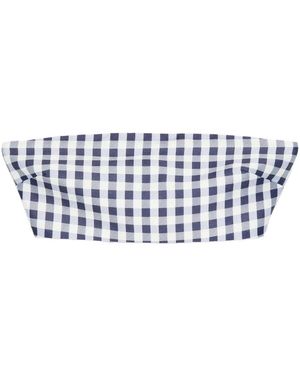 Self-Portrait Gingham Bandeau Top - Blue