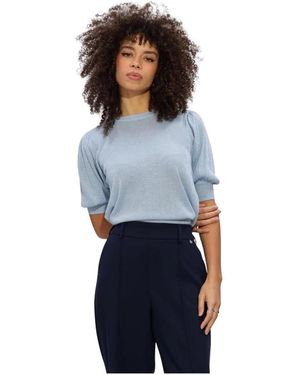 Minus Msliva Pofmouw Metallic Gebreide Pullover - Blauw