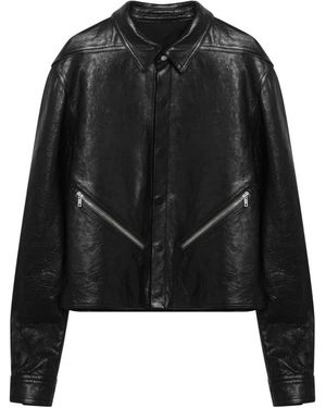Rick Owens Leather Jackets - Zwart