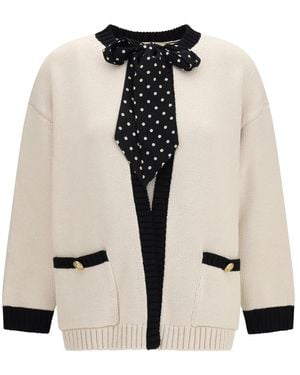 Valentino Open Polka-Dot Strikjas Met Strik - Naturel